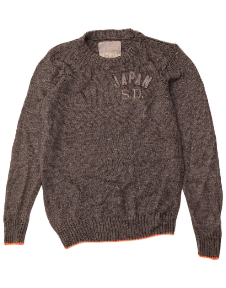 Suéter masculino Superdry com gola redonda e gola redonda grande cinza acrílico