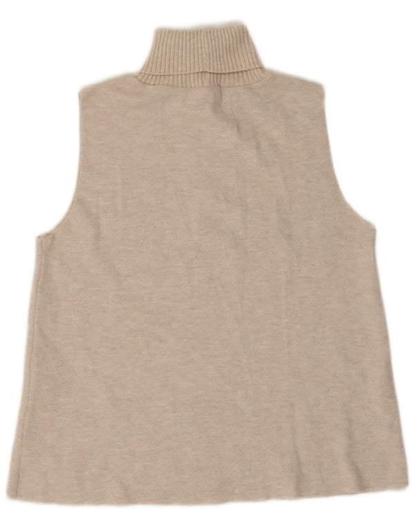 Zara Womens Vest Tank Top UK 14 Grande Poliéster Bege