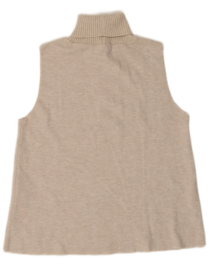 Zara Womens Vest Tank Top UK 14 Grande Poliéster Bege