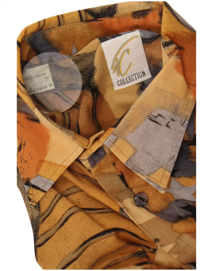 Camisa masculina VINTAGE com padrão abstrato tamanho 41/42 grande viscose marrom