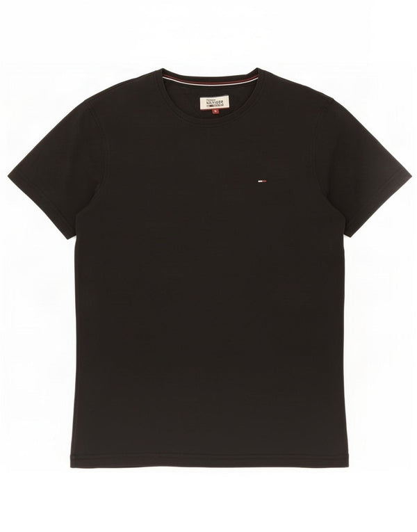Camiseta masculina Tommy Hilfiger top pequeno algodão preto