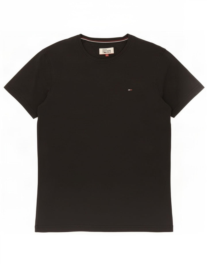 Camiseta masculina Tommy Hilfiger top pequeno algodão preto