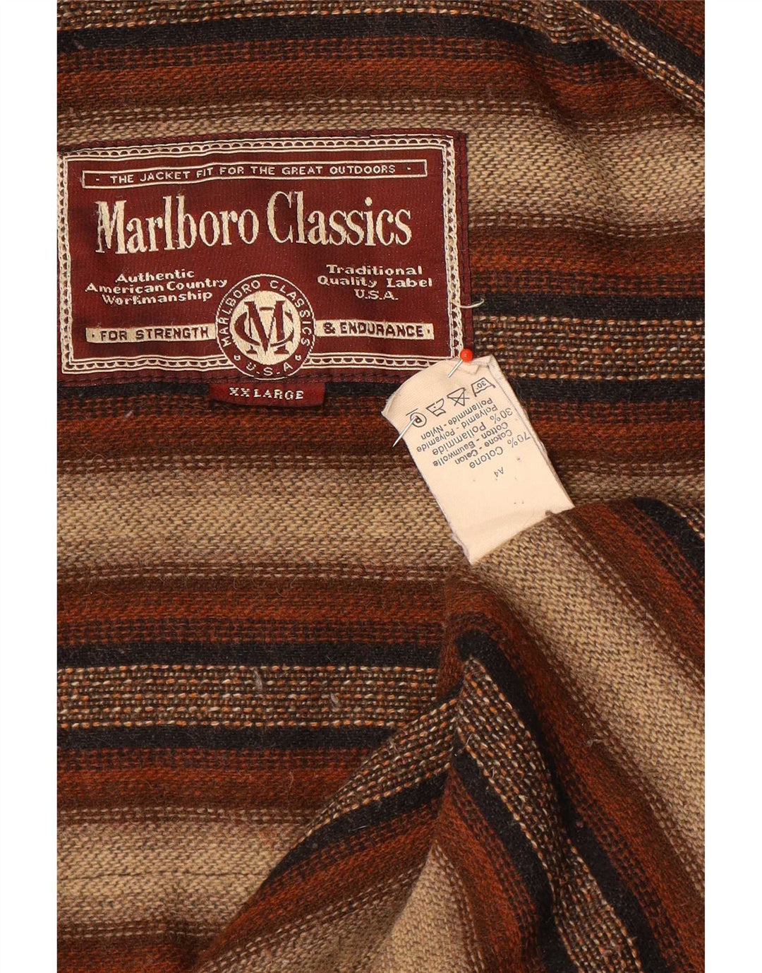 Jaqueta utilitária masculina Marlboro Classics UK 44 2XL algodão marrom