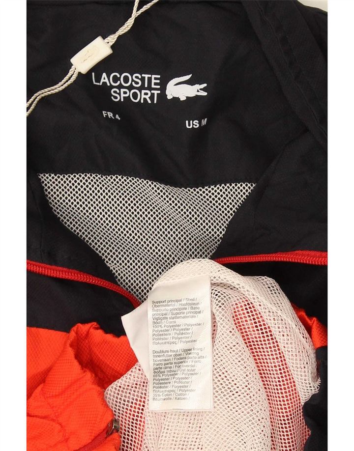 Lacoste Mens Graphic Tracksuit Top Jacket Tamanho 4 Medium Black Colourblock