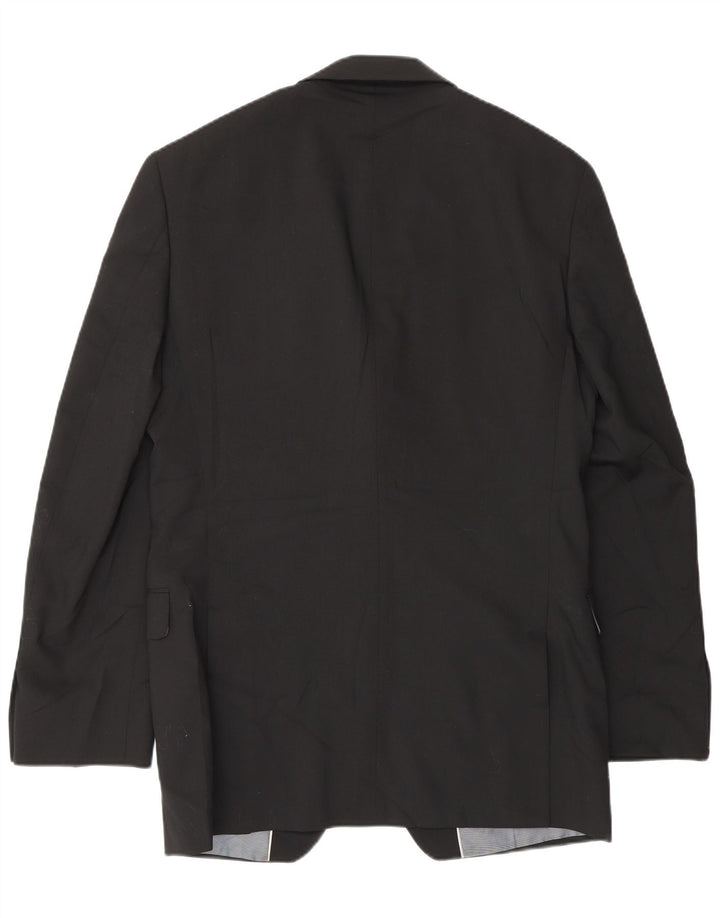 Jaqueta blazer masculina Marks & Spencer Longline 2 botões Reino Unido 36 pequena lã preta