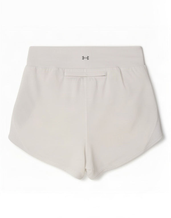 Shorts esportivos femininos Under Armour UK 10 poliéster colorblock branco pequeno