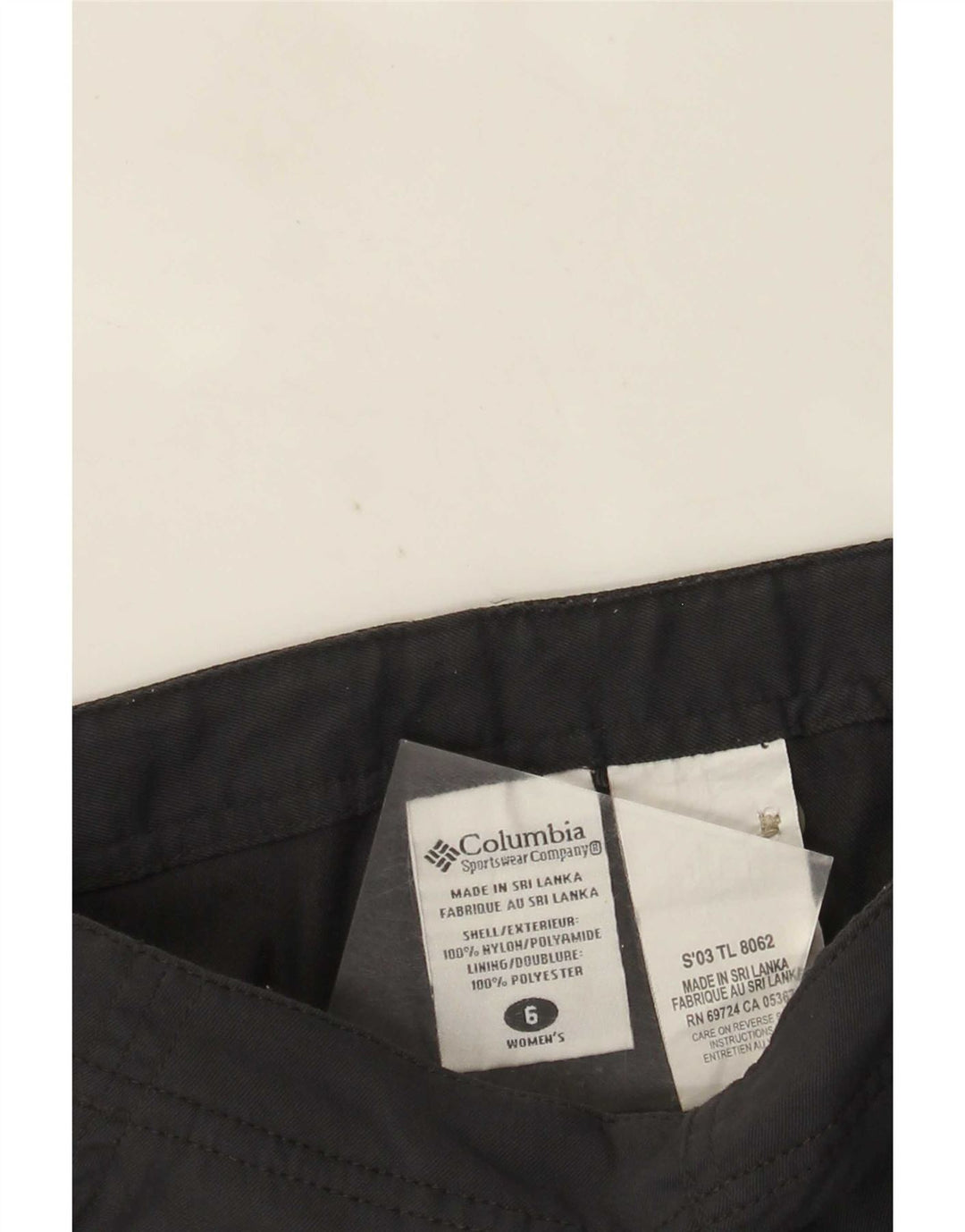 Calça feminina Columbia reta US 6 médio W26 cinza nylon