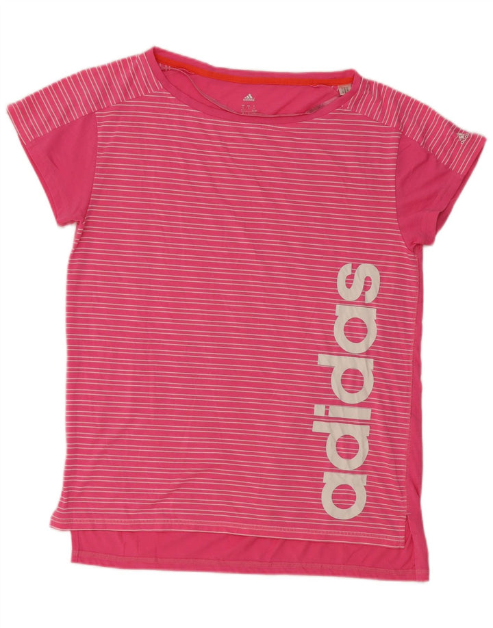 Camiseta Adidas Feminina Oversized Graphic Top UK 8/10 Pequena Listrada Rosa