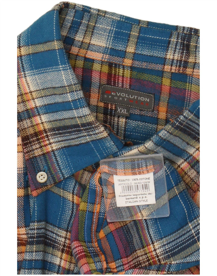 Camisa masculina de flanela Evolution 2XL algodão xadrez azul