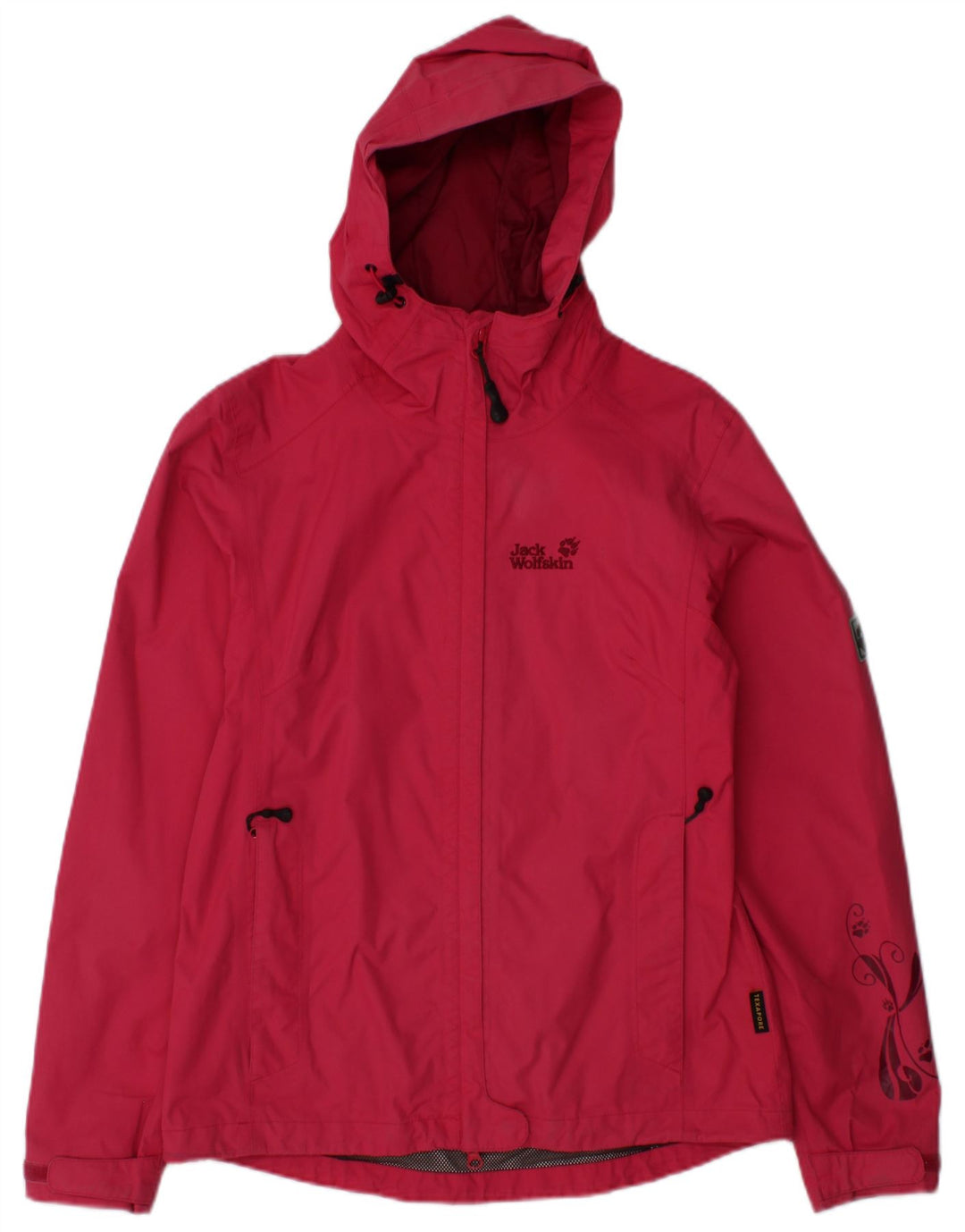 Jaqueta de chuva feminina com capuz JACK WOLFSKIN Reino Unido 10 pequena poliamida rosa