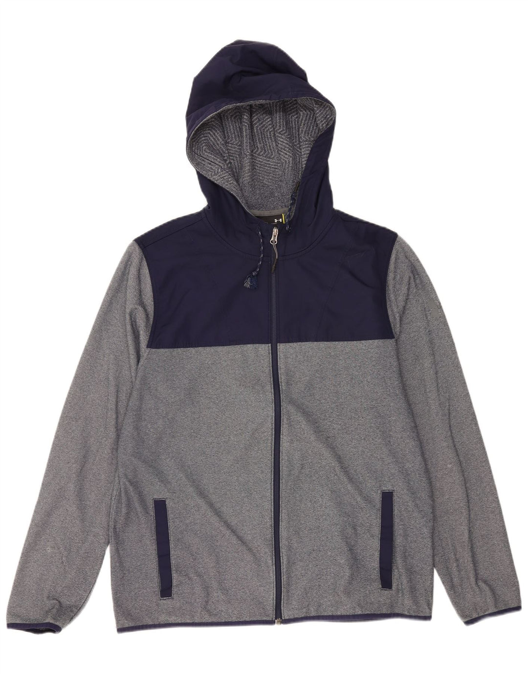 Suéter masculino com capuz e zíper Under Armour grande poliéster colorblock cinza