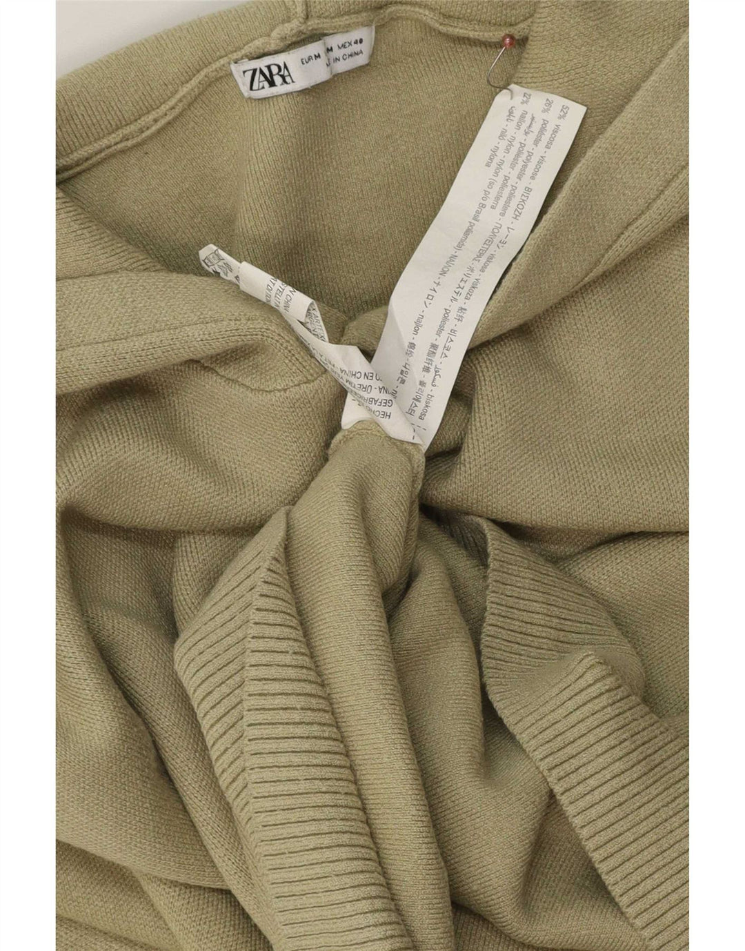 Zara Suéter masculino com capuz e viscose cáqui médio