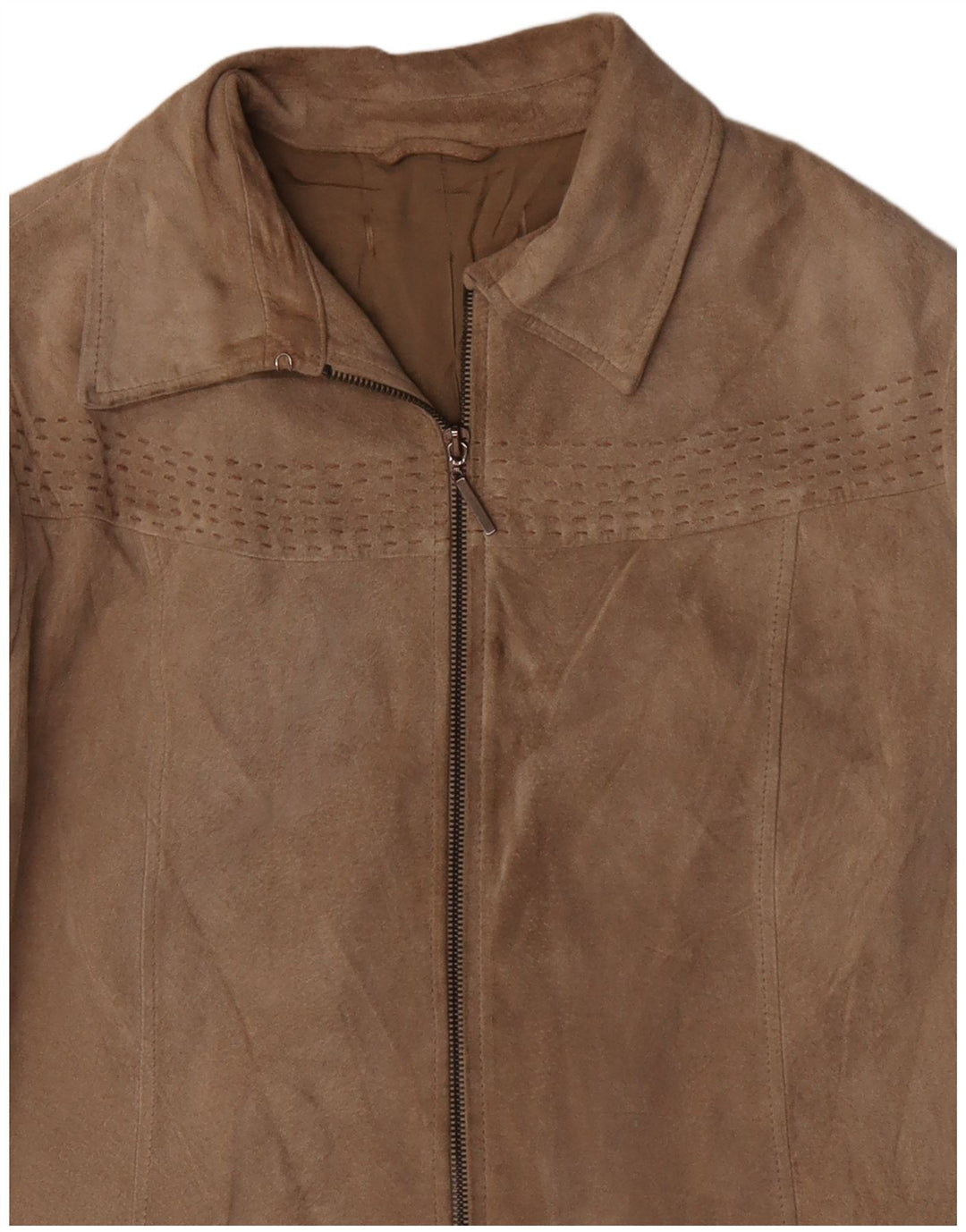 Jaqueta de camurça feminina VINTAGE UK 16 grande bege