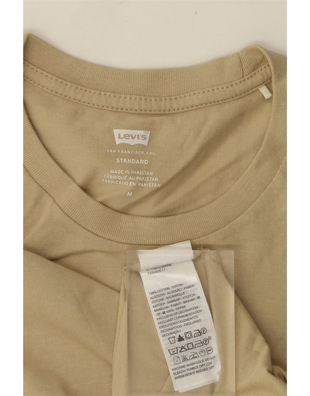 LEVI'S Masculino Padrão Top Manga Longa Algodão Bege Médio
