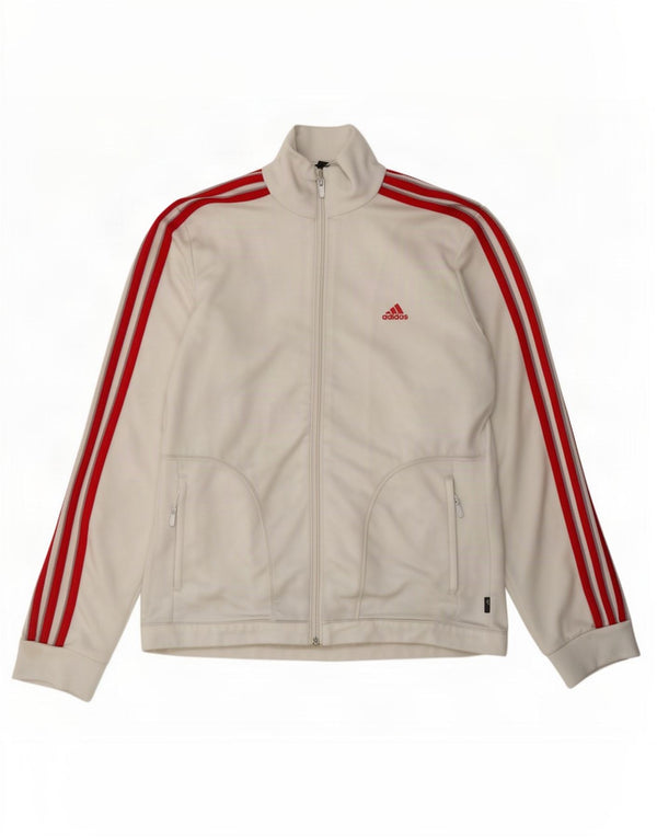 Adidas Womens Tracksuit Top Jacket UK 16 Grande Branco Poliéster