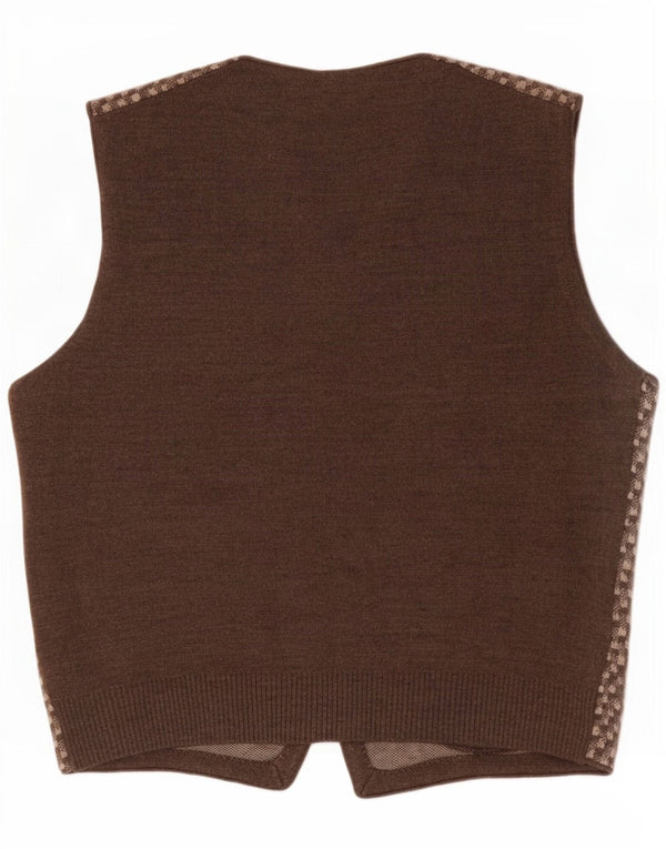 Colete masculino vintage médio marrom geométrico