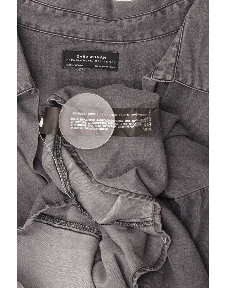 Pulôver feminino Zara manga 3/4 oversized Reino Unido 18 XL cinza Lyocell