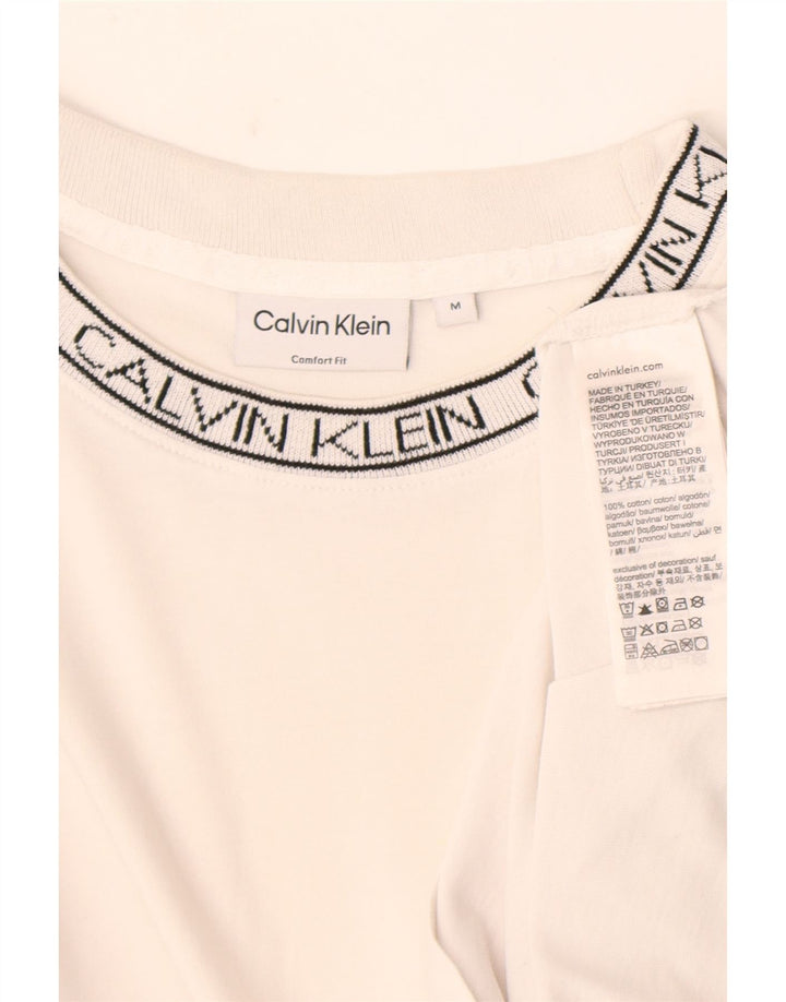 Calvin Klein Camiseta masculina gráfica Top médio algodão branco