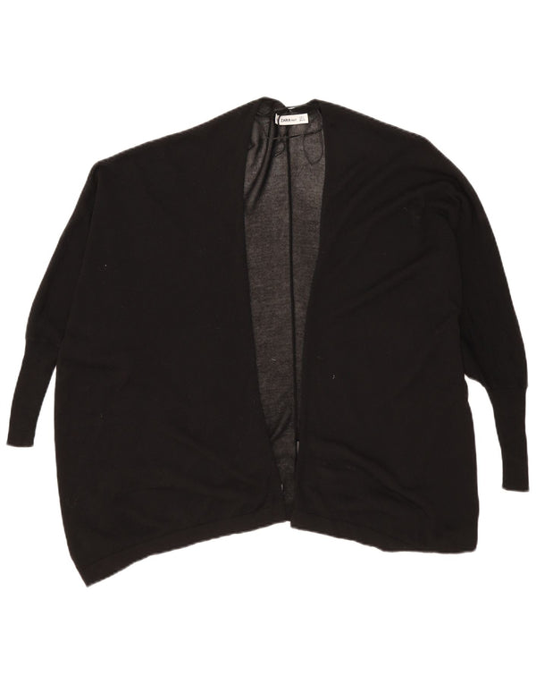 Suéter feminino Zara com corte solto e aberto, cardigan Reino Unido 10, pequeno, preto, viscose