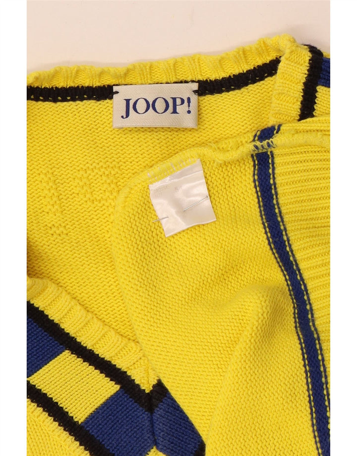 Suéter masculino Joop com decote em V IT 54 XL Amarelo Argyle/Diamante
