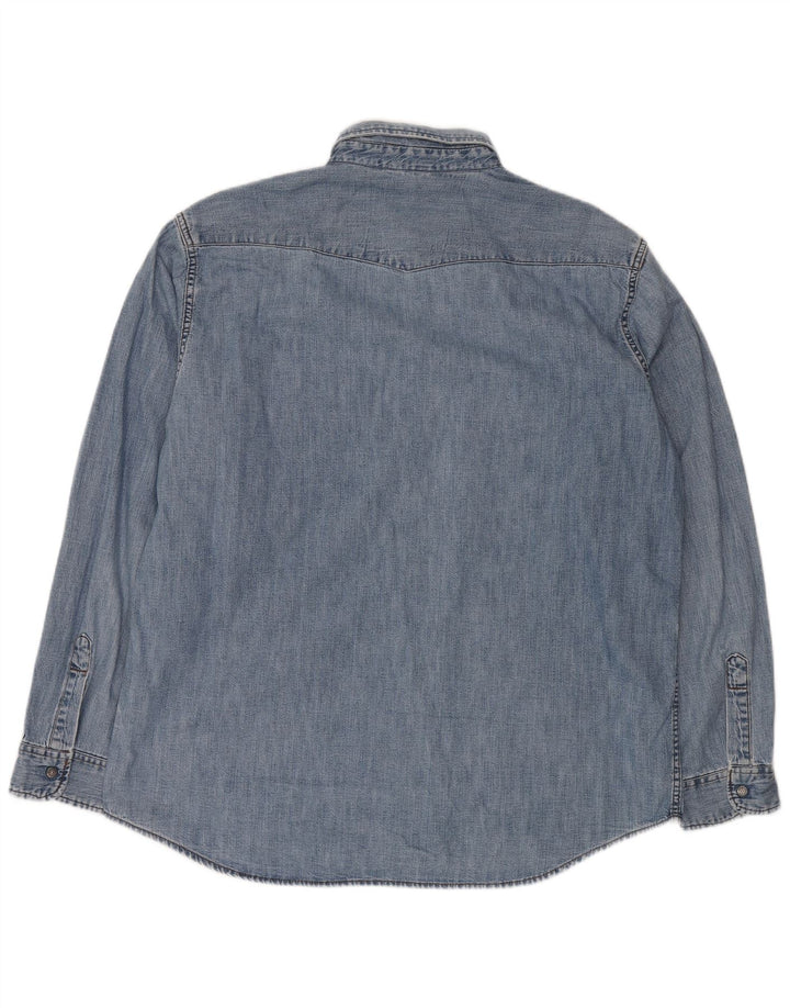 Camisa masculina Carrera Western Denim 2XL azul algodão clássico