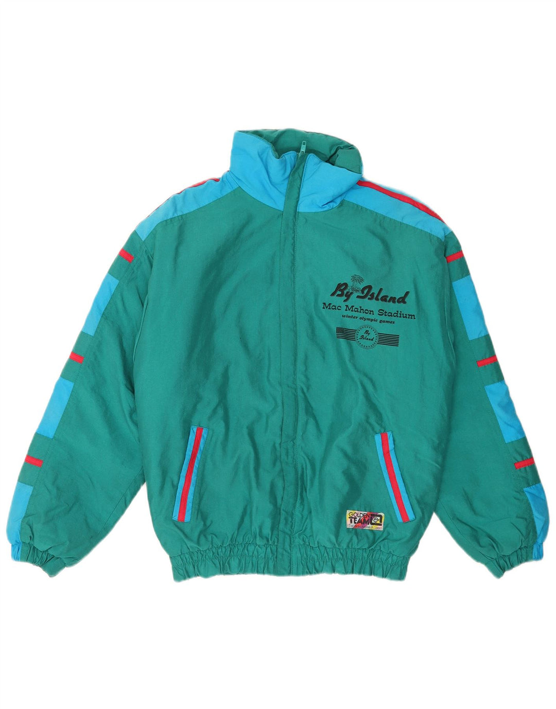 Casaco de esqui gráfico Golden Team Boys 13-14 anos verde colorblock poliamida