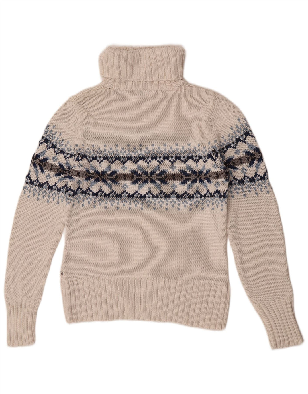 Suéter feminino Tom Tailor com gola redonda Reino Unido 14 grande branco Fair Isle