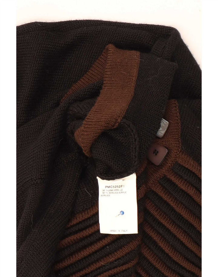Suéter cardigã feminino vintage IT 44 listrado preto médio