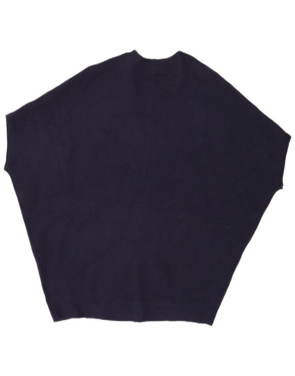 Cardigan Poncho feminino de manga curta White Stuff UK 8 pequeno azul marinho
