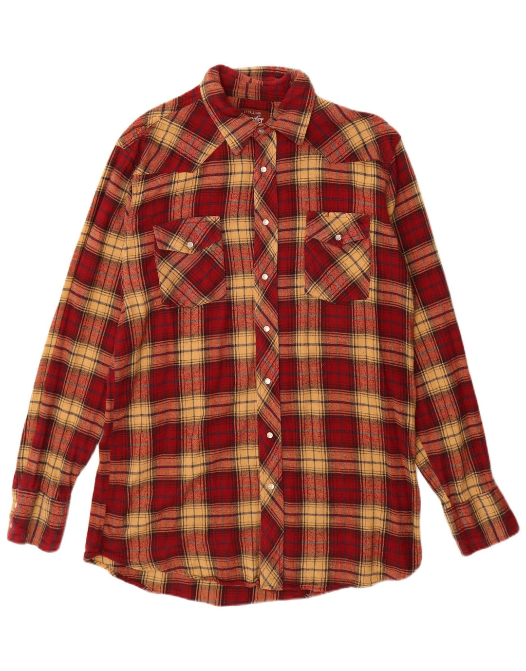Camisa masculina de flanela Wrangler grande xadrez vermelho