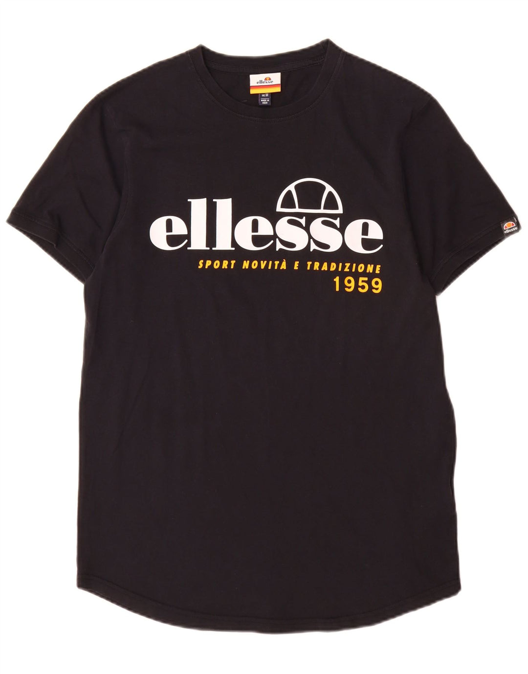 Ellesse Camiseta masculina gráfica Top médio algodão preto