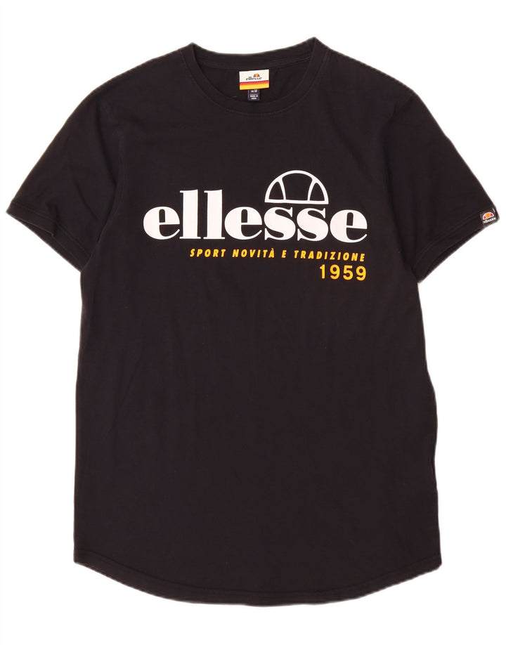 Ellesse Camiseta masculina gráfica Top médio algodão preto