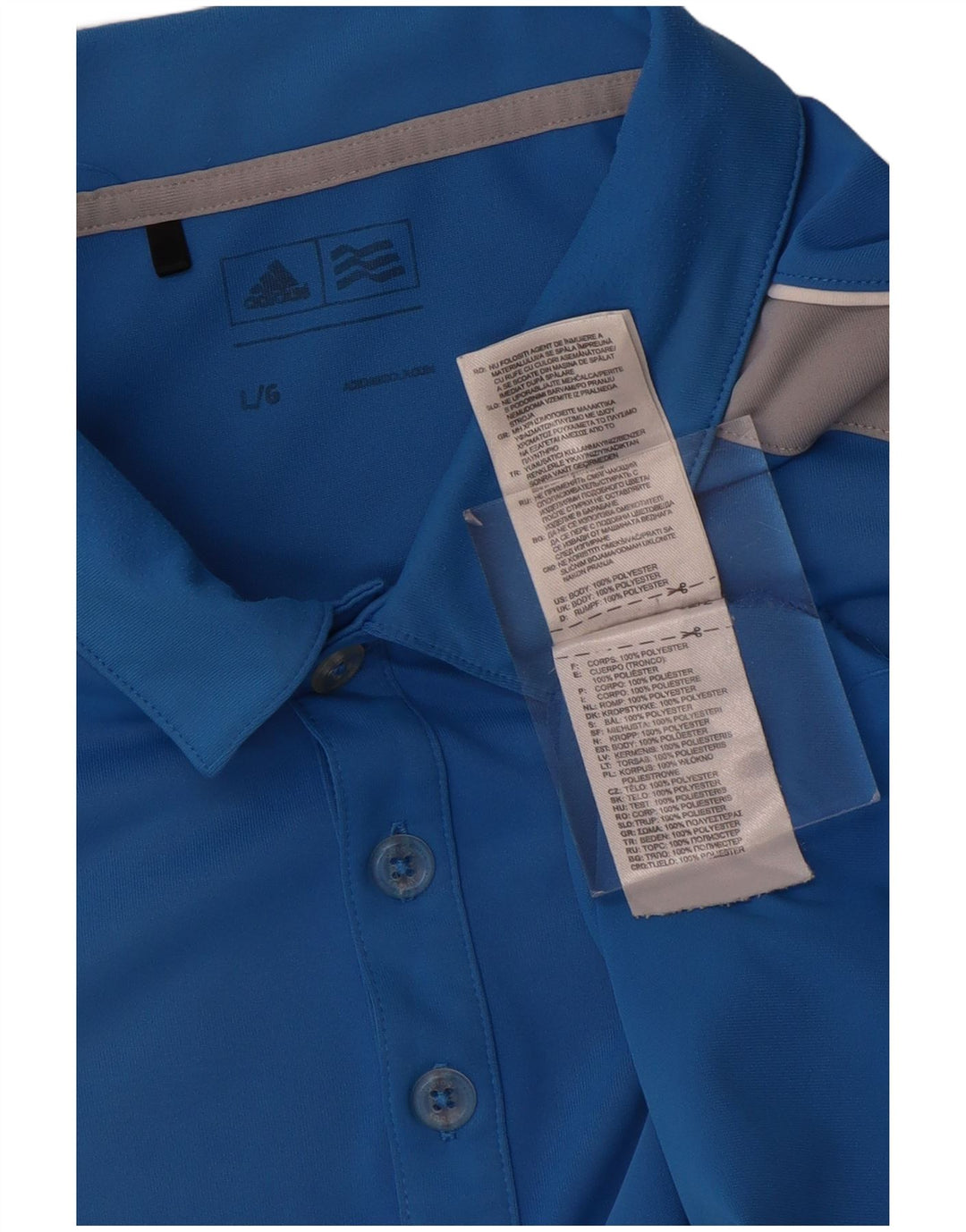 Adidas Mens Polo Shirt Grande Azul Colorblock Poliéster