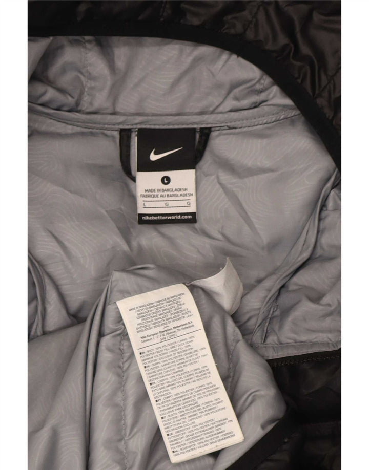Jaqueta acolchoada com capuz masculina Nike UK 40 grande poliéster preto
