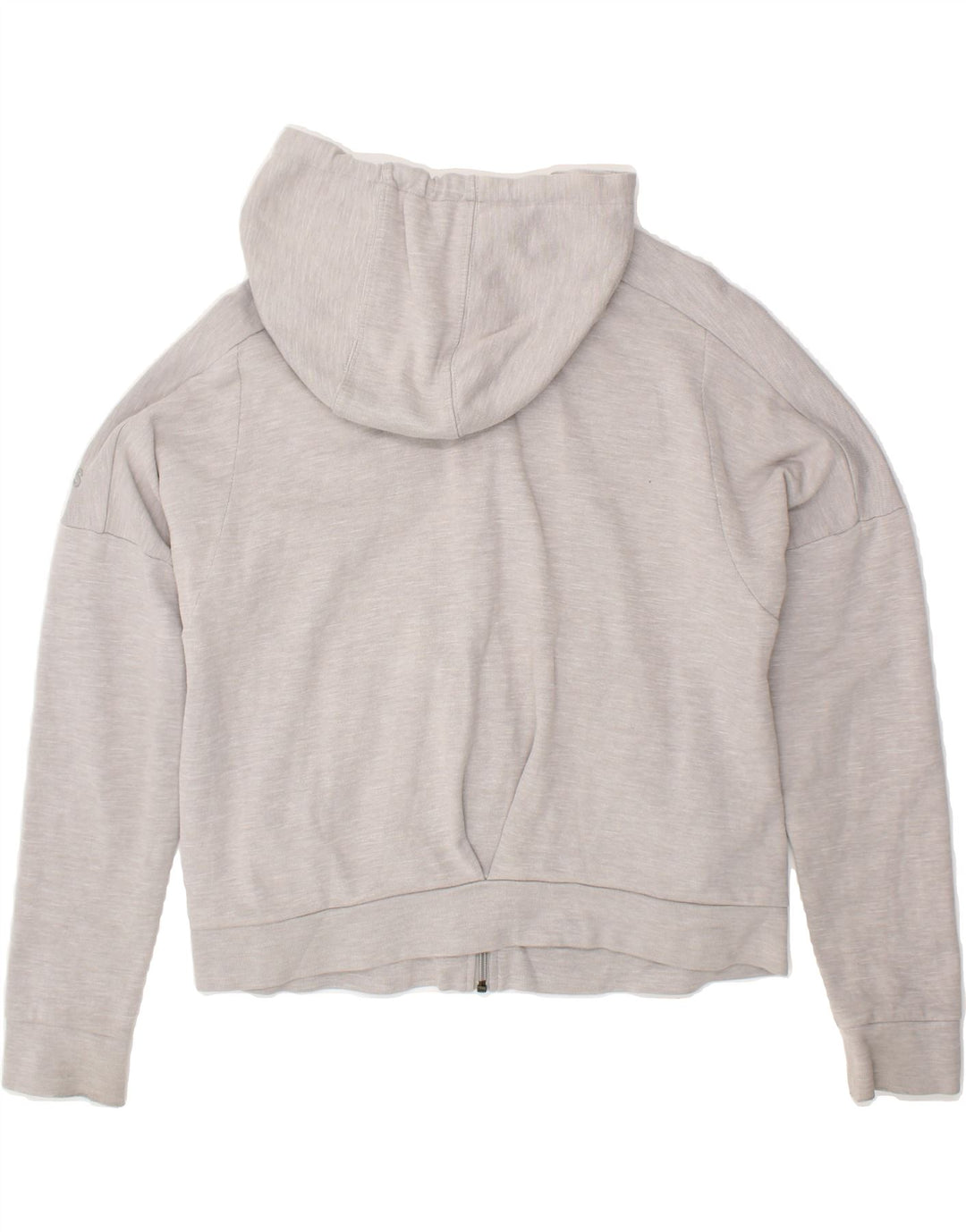 ADIDAS Womens Crop Zip Hoodie Sweater UK 12/14  Medium Grey Cotton Vintage Adidas and Second-Hand Adidas from Messina Hembry 