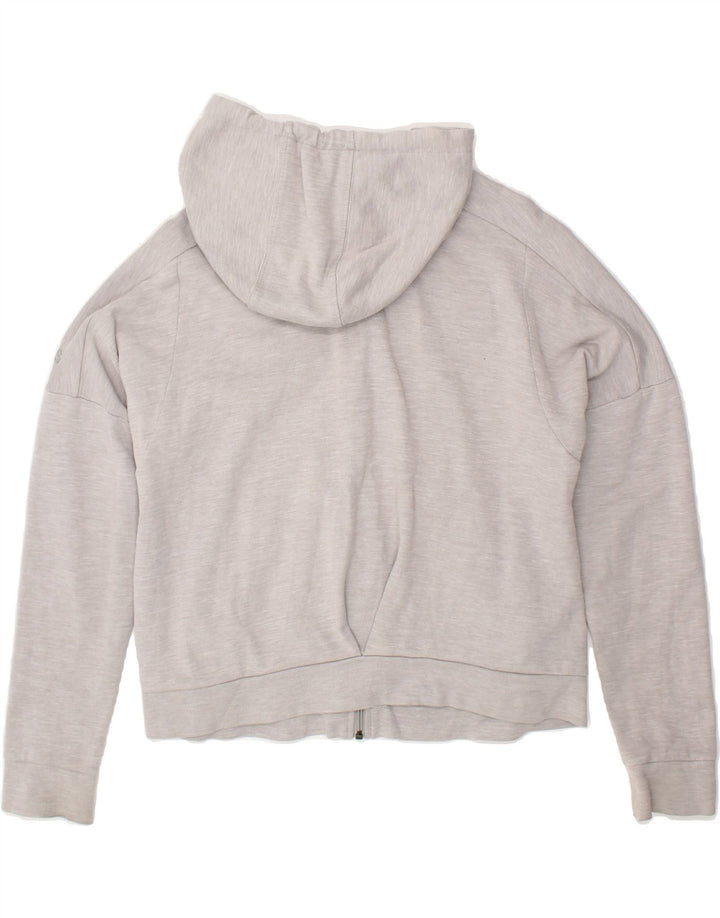 ADIDAS Womens Crop Zip Hoodie Sweater UK 12/14  Medium Grey Cotton Vintage Adidas and Second-Hand Adidas from Messina Hembry 
