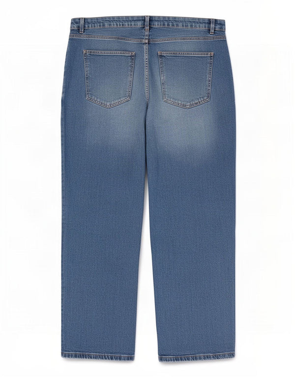 Calça jeans feminina Marks & Spencer com perna larga UK 20 2XL W40 L28 algodão azul