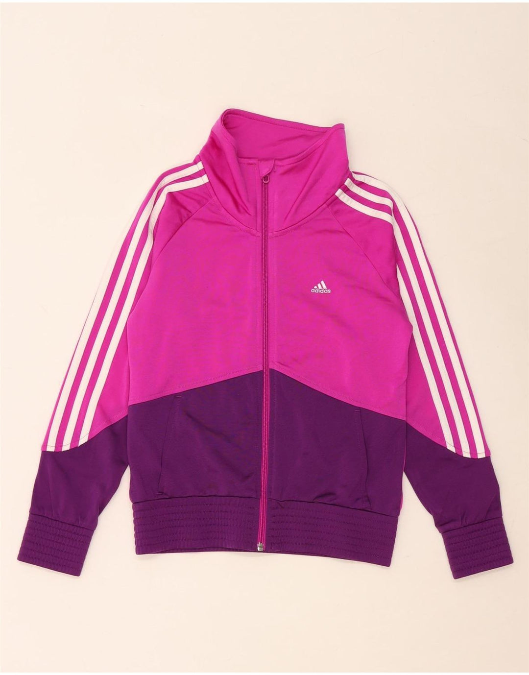 ADIDAS Meninas Treino Top Jaqueta 11-12 Anos Rosa Colorblock Poliéster