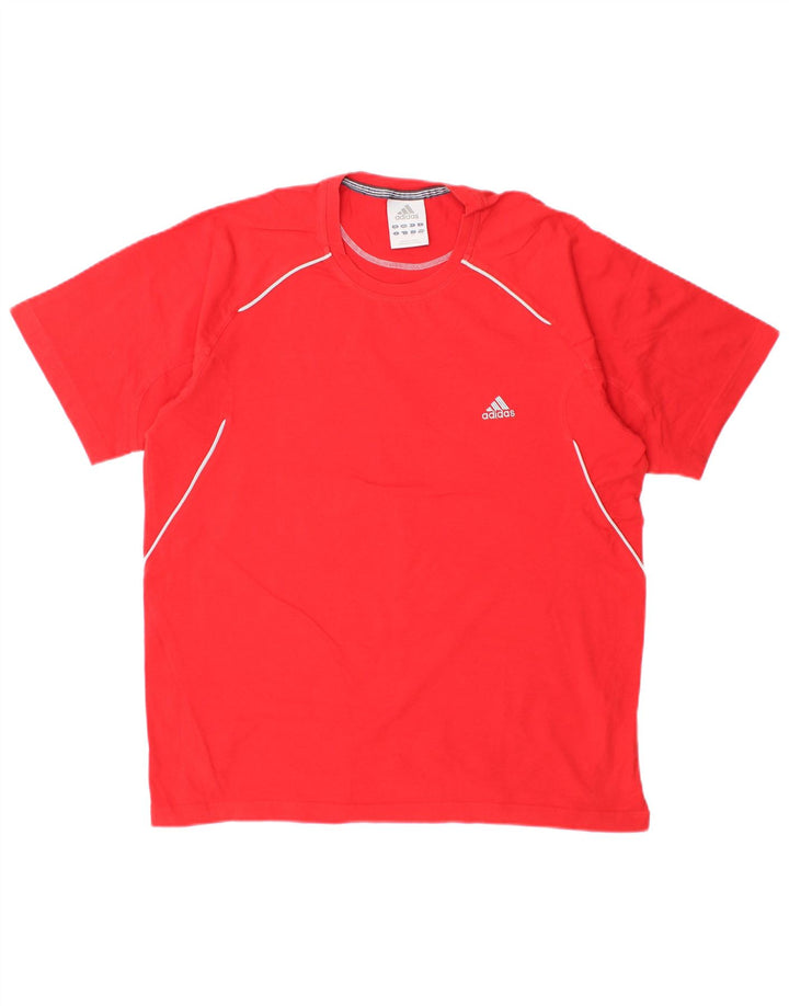 Adidas Mens Camiseta Top Grande Algodão Vermelho