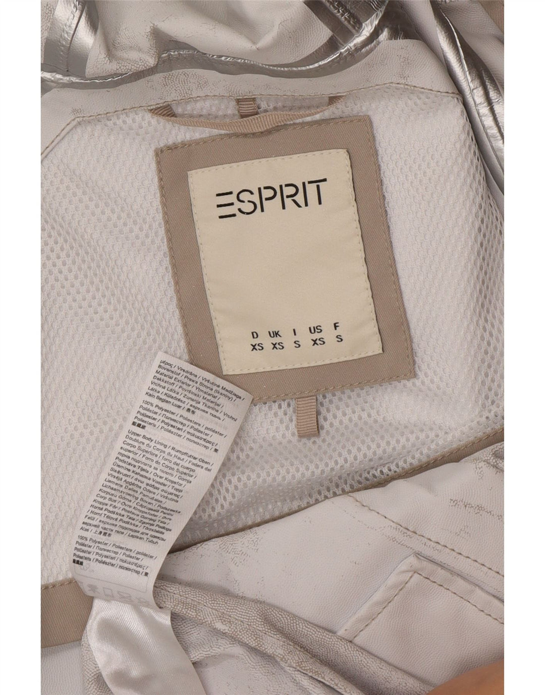 Capa de chuva grande com capuz Esprit para mulher UK 6 XS poliéster bege