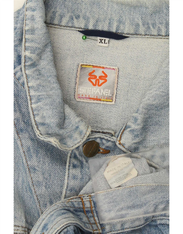 Jaqueta jeans feminina Stefanel UK 18 XL algodão azul