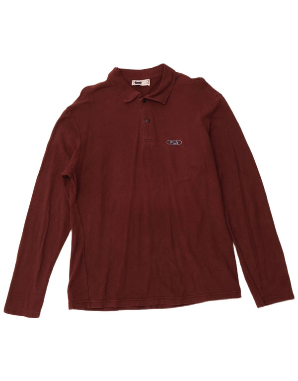 Polo masculino Fila de manga comprida médio Borgonha