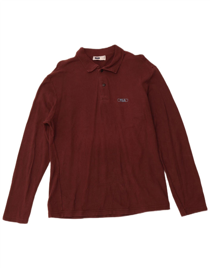 Polo masculino Fila de manga comprida médio Borgonha