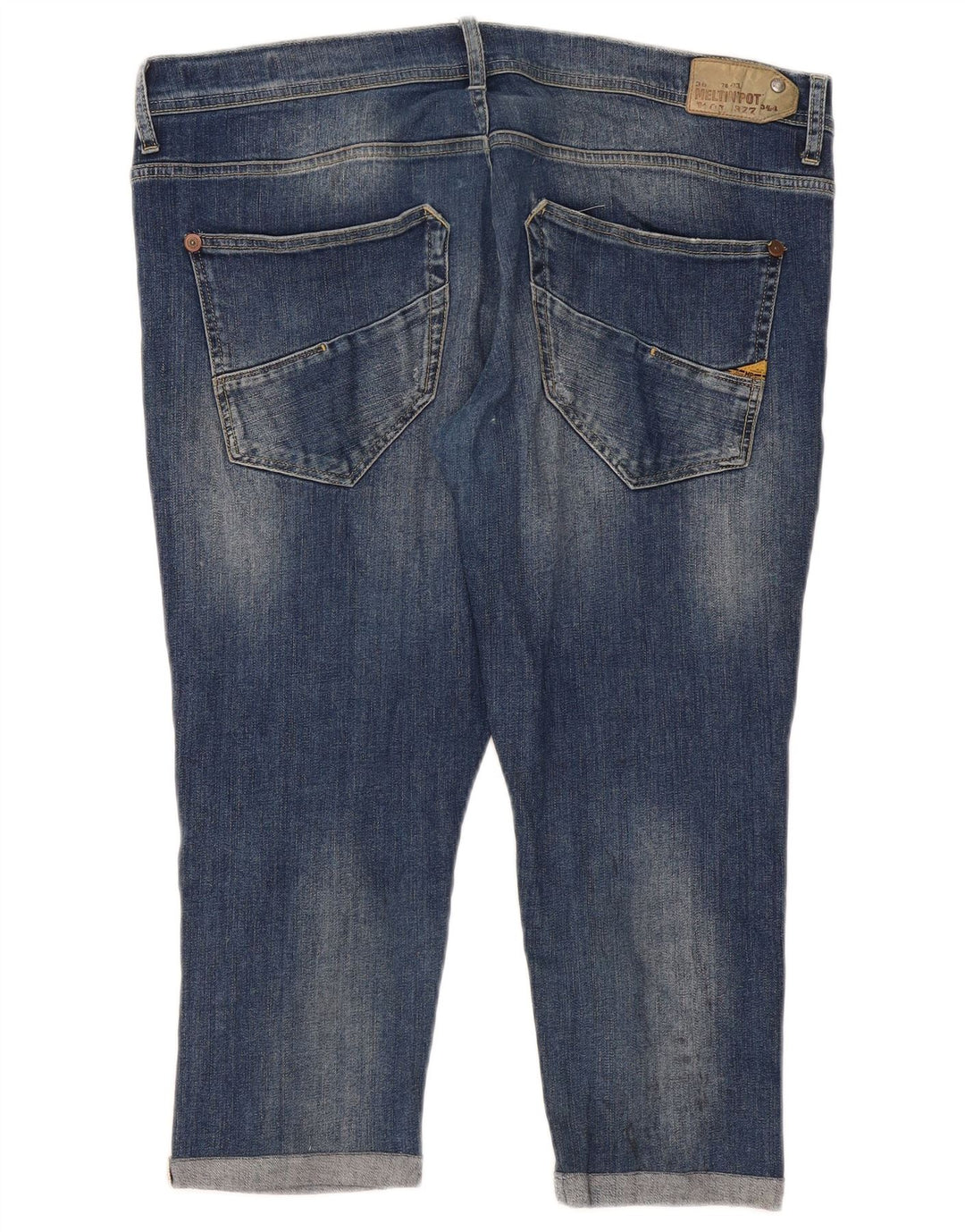 Meltin' Pot feminino capri jeans W38 L22 algodão azul
