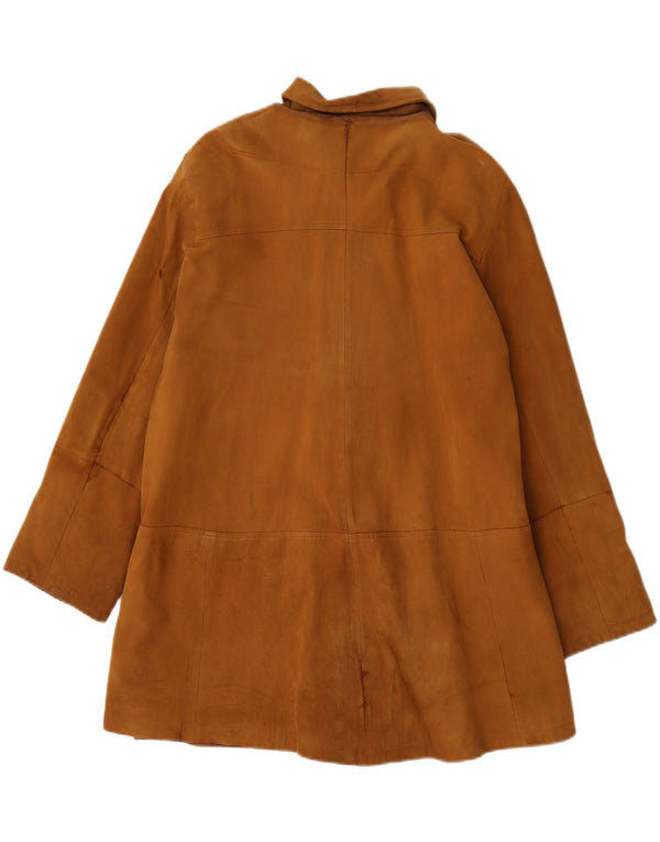 Casaco de couro oversized feminino vintage Reino Unido 20 2XL couro marrom