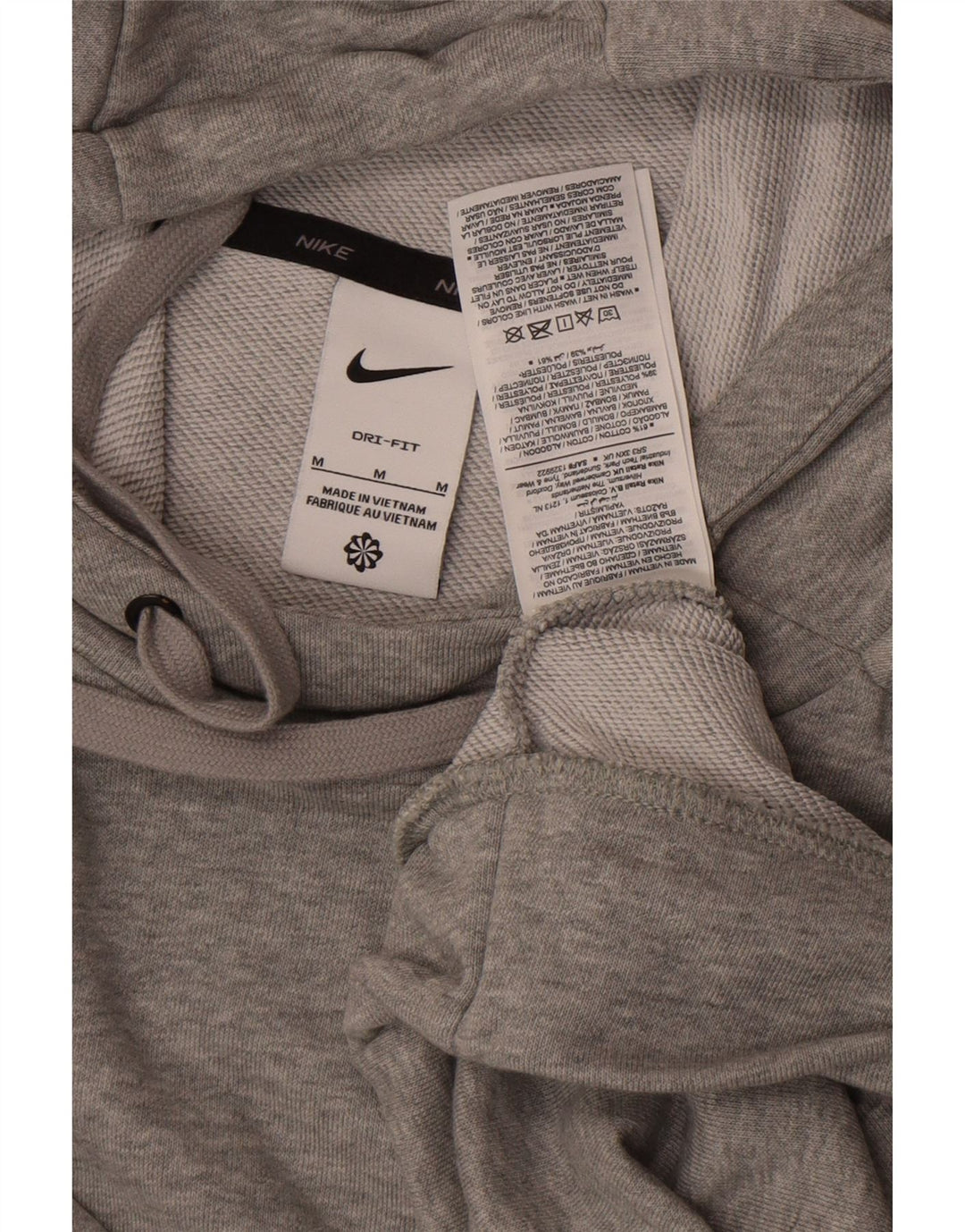 Nike Mens Dri Fit Hoodie Jumper Médio Algodão Cinza