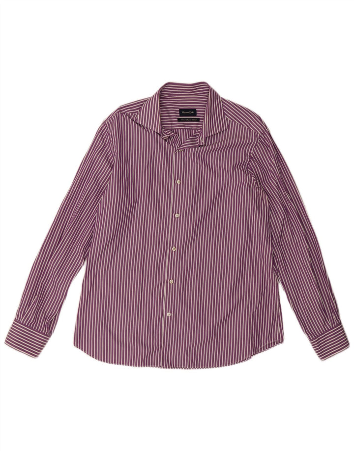 Camisa masculina Massimo Dutti listrada roxa média