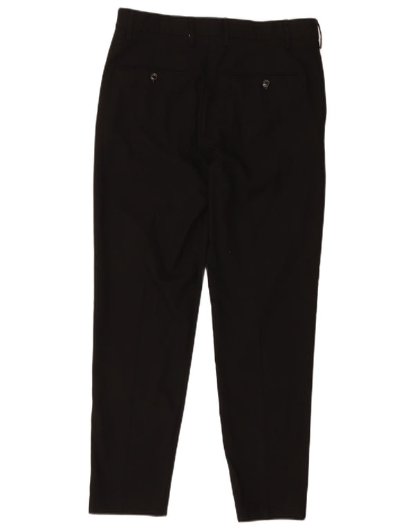 Zara Mens Slim Suit Calças EU 40 Médio W31 L27 Poliéster Preto