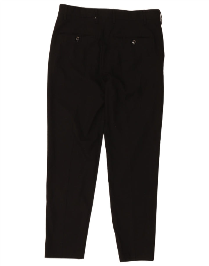 Zara Mens Slim Suit Calças EU 40 Médio W31 L27 Poliéster Preto
