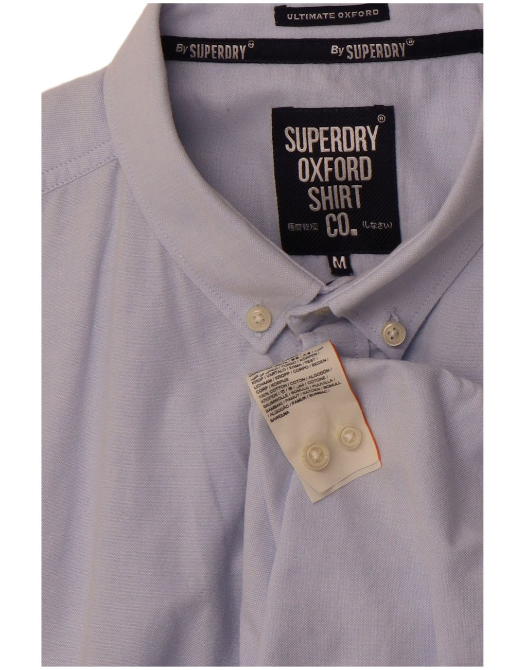 Camisa masculina de manga curta SUPERDRY algodão azul médio